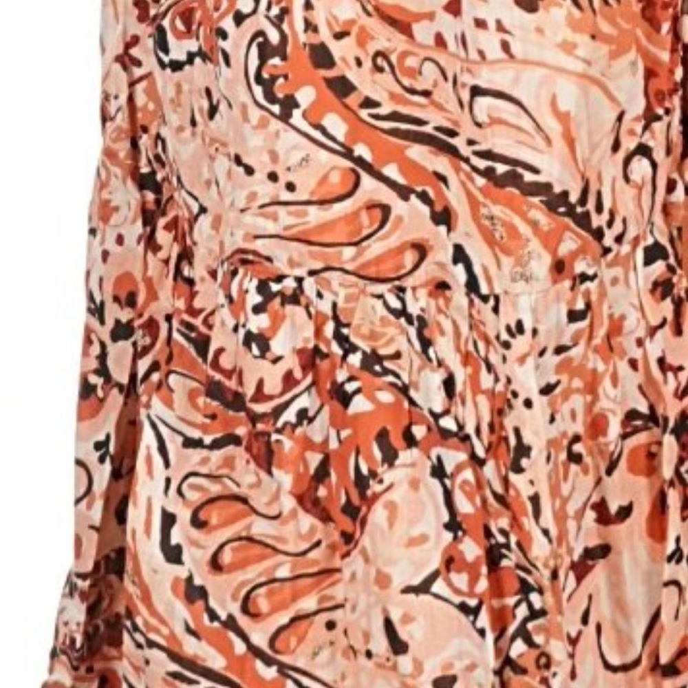 Anthropologie The Peregrine Midi Dress, beautiful warm palette bronze, reds, xl - Picture 7 of 7